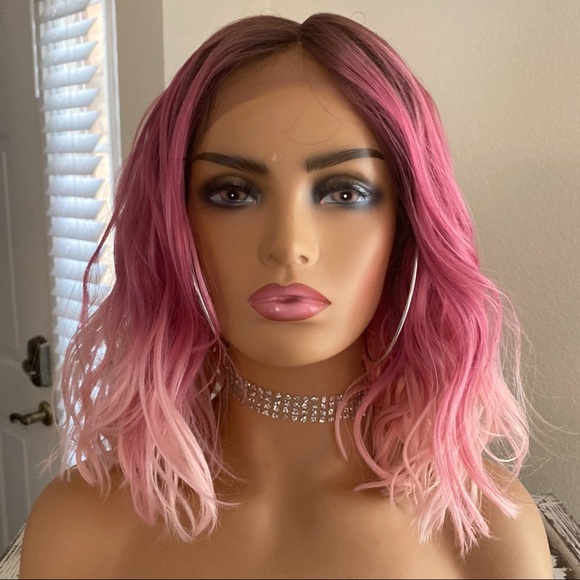 Other - Lace Front Beach Waves Pink Ombré Wig